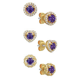 Genuine Birthstone Earring Set 12496 0014 e february