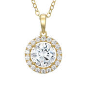 1kt Gold Halo Pendant with Free Matching Earrings 12201 0010 b pendant