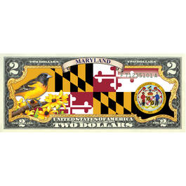 State Bird and Flower Enhanced $2 Bill Collection 11346 0026 a Maryland