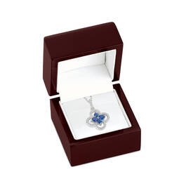 True Blue Sapphire and Diamond 14kt Gold Pendant 12033 0014 g giftbox
