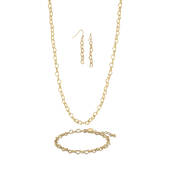 Golden Glamour Triple Necklace Bracelet&Earring Collection 12917 0015 b heartset