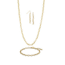 Golden Glamour Triple Necklace Bracelet&Earring Collection 12917 0015 b heartset