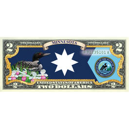 State Bird and Flower Enhanced $2 Bill Collection 11346 0026 a Minnesota