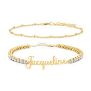 Golden Tennis Bracelet with Free Matching Bracelet 11979 0038 b bracelet