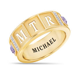 Personalized Birthstone Initials Ring 11010 0013 g june