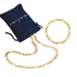 Chain of Distinction Classic Figaro Link with FREE Matching Bracelet 2852 0062 g gift pouch