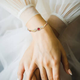 Personalized Angel Wing Birthstone Bracelet by Michael OConnor 12244 0019 m model