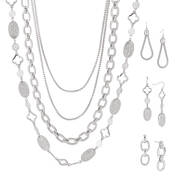 Silver Symphony Necklace Trio with Matching Earrings 12217 0012 a main