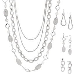 Silver Symphony Necklace Trio with Matching Earrings 12217 0012 a main