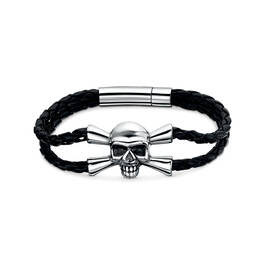 Skull Crossbones Leather Bracelet 12151 0010 a main