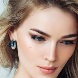 Blue Wave Inside Out Hoop Earrings 12039 0018 m model