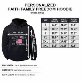 Faith Family Freedom Hoodie 12734 0024 q size chart