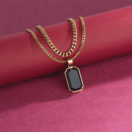 Black Onyx Pendant with FREE 22 Curb Link Chain 12571 0012 e staged