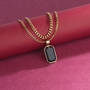 Black Onyx Pendant with FREE 22 Curb Link Chain 12571 0012 e staged