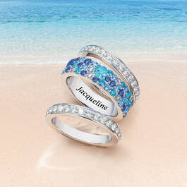 Personalized Ocean Blue Stackable Ring Set 12355 0014 b ring