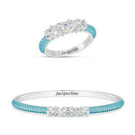 Brilliant Birthstone Bangle with Free Matching Ring 12683 0017 c march