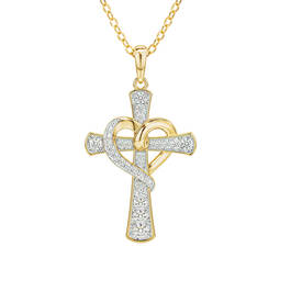 Heart of Faith Personalized Diamond Cross Pendant with FREE Matching Earrings 12242 0011 b front