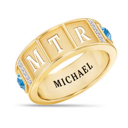 Personalized Birthstone Initials Ring 11010 0013 l december