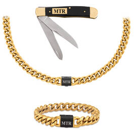Personalized Ultimate Black Diamond Chain and Bracelet Set with FREE KNIFE 12322 0014 a main
