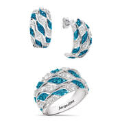 Personalized Blue Ocean Waves Ring FREE Matching Earrings 12161 0018 a main