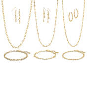 Golden Glamour Triple Necklace Bracelet&Earring Collection 12917 0015 a main