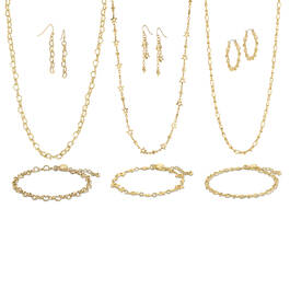 Golden Glamour Triple Necklace Bracelet&Earring Collection 12917 0015 a main