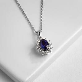 Sapphire Sterling Silver Flower Pendant 11142 1129 m lifestyle