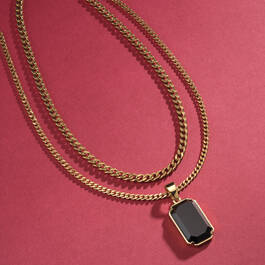 Black Onyx Pendant with FREE 22 Curb Link Chain 12571 0012 d staged