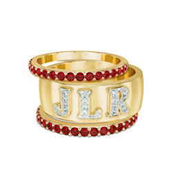 Brilliant Trio Birthstone Diamond Ring Set 12595 0014 g july