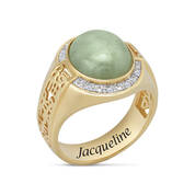 Good Luck and Good Fortune Genuine Jade and Diamond Ring 12206 0015 a main