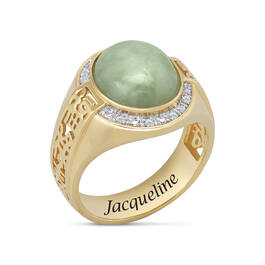 Good Luck and Good Fortune Genuine Jade and Diamond Ring 12206 0015 a main