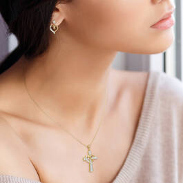 Heart of Faith Personalized Diamond Cross Pendant with FREE Matching Earrings 12242 0011 n model