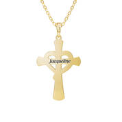 Heart of Faith Personalized Diamond Cross Pendant with FREE Matching Earrings 12242 0029 c back