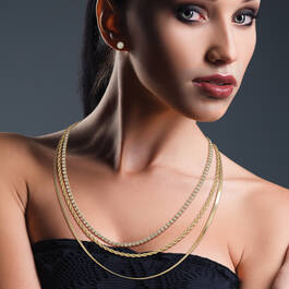 Timeless Style Triple Necklace & Earring Collection 12429 0016 l model