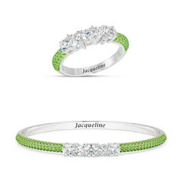 Brilliant Birthstone Bangle with Free Matching Ring 12683 0017 h august