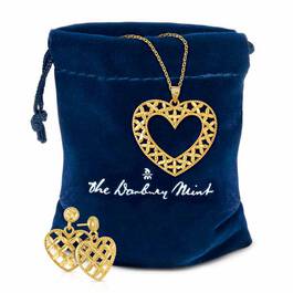 Golden Kisses Diamond cut Heart Pendant  Earring Set 2257 006 3 4