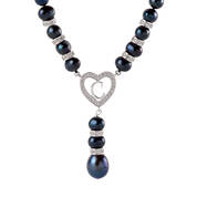 Black Pearl Initial Necklace 11565 0012 a main