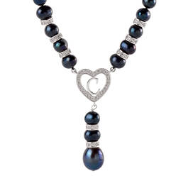 Black Pearl Initial Necklace 11565 0012 a main