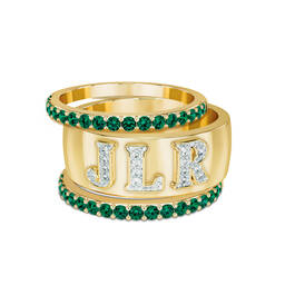 Brilliant Trio Birthstone Diamond Ring Set 12595 0014 e may