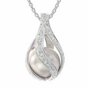 Love's Embrace Pearl & Diamond Necklace, Loves Embrace Pearl Diamond Pendant 6773 001 0 1