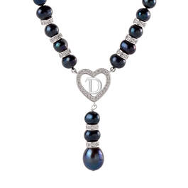 Black Pearl Initial Necklace 11565 0012 b inital