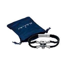 Skull Crossbones Leather Bracelet 12151 0010 g gift pouch