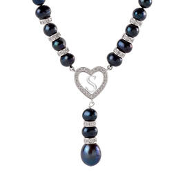 Black Pearl Initial Necklace 11565 0012 e inital