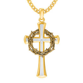 Crown of Thorns Diamond Cross Pendant 5933 0050 b front