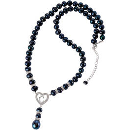 Black Pearl Initial Necklace 11565 0012 f flat