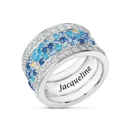 Personalized Ocean Blue Stackable Ring Set 12355 0014 a main