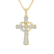 Heart of Faith Personalized Diamond Cross Pendant with FREE Matching Earrings 12242 0029 b front