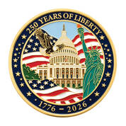 USA250 Gold Plated Deluxe 3 Inch Bas Relief Commem 12932 0016 b coin obverse