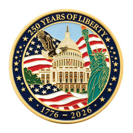 USA250 Gold Plated Deluxe 3 Inch Bas Relief Commem 12932 0016 b coin obverse