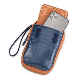 Personalized Blue Croc Phone Bag with Detachable Wallet 13116 0012 d main
